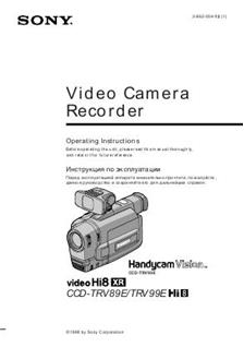 Sony CCD TRV 89 E manual. Camera Instructions.